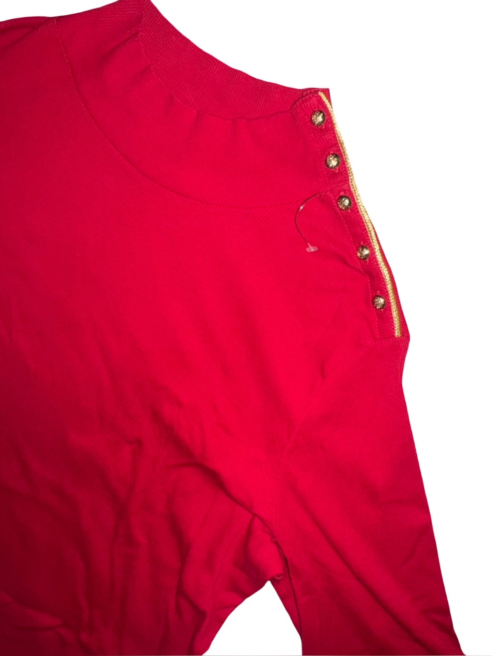 NWOT Lauren Ralph Lauren Long Sleeve Red shirt ribbed w/gold button accent sz 2X